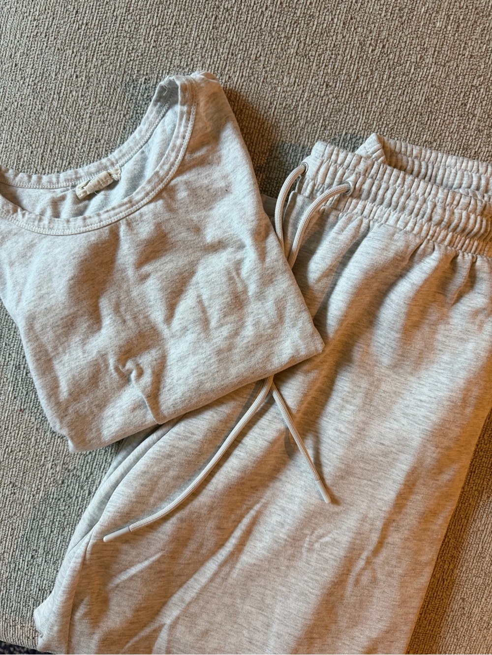 Light Grey Lounge Set - Cozy Sweatshirt & Drawstring Pants